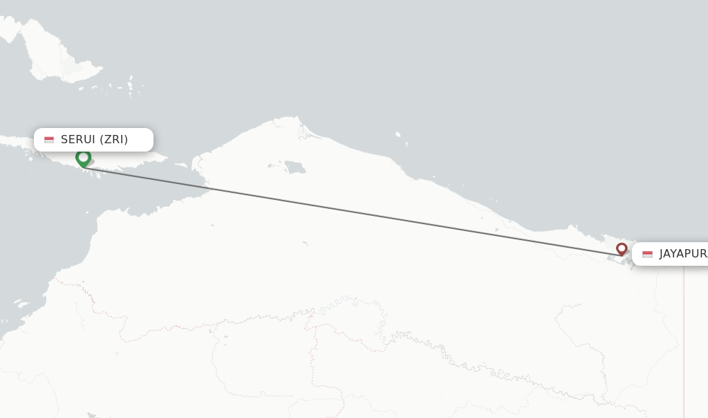 Flights from Jayapura to Serui route map
