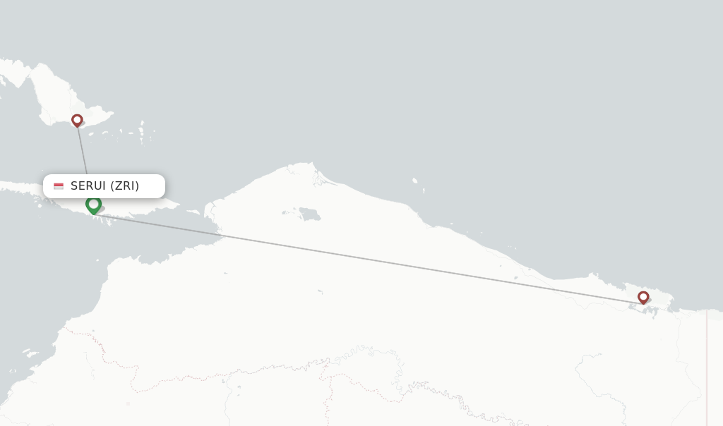 Route map with flights from Serui with Trigana Air