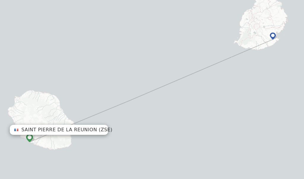 Flights from Saint Pierre de la Reunion to Dzaoudzi route map