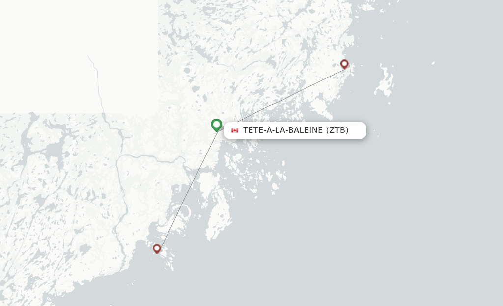 Route map with flights from Tete-A-La Baleine with Air Liaison