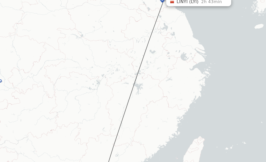 Flights from Zhuhai to Linyi route map
