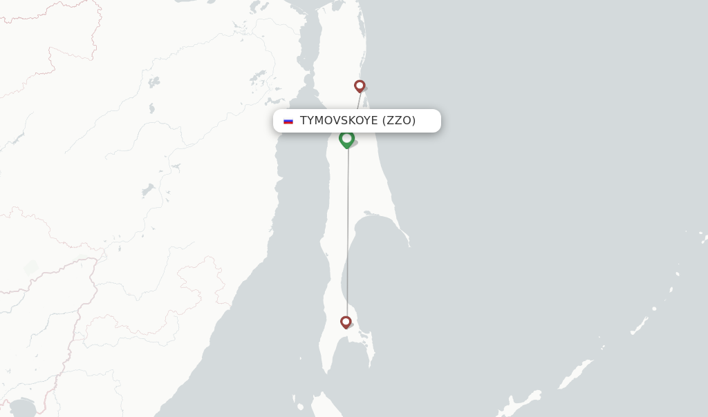 Route map with flights from Tymovskoye with Aurora